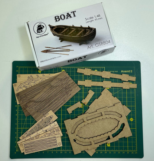 15th-16th Century Ship's Boat Model Kit. Scale 1:48. Length 95mm