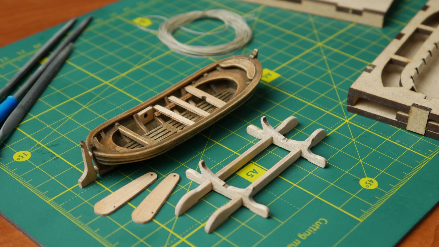 17th-Century Ship’s Boat (scale 1:48, length 100 mm). Wooden Model Kit