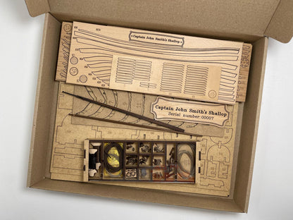 Wooden Model Kit: Captain John Smith's Shallop. Scale 1/32