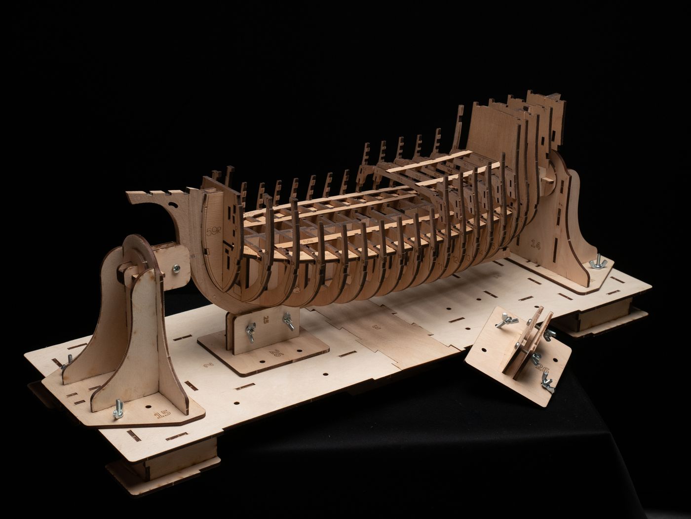 Professional wooden building slipway for Santa Maria model ship kit, scale 1:50, designed by Pavel Nikitin.