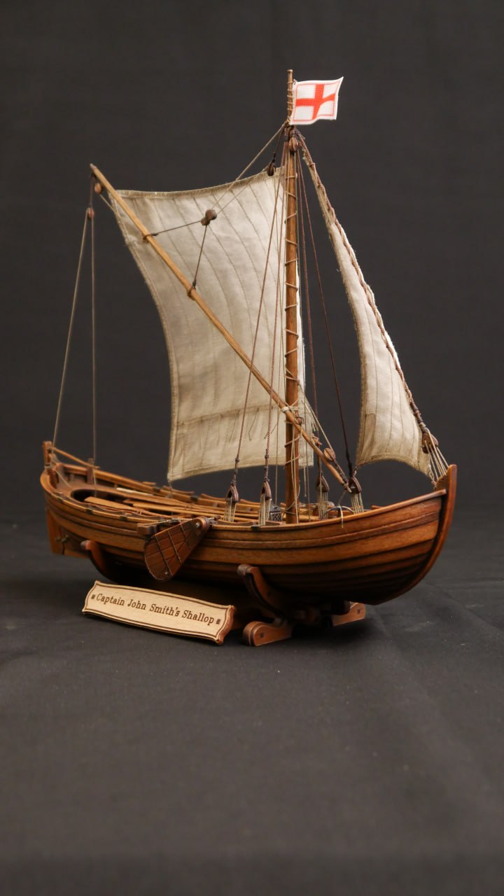Wooden Model Kit: Captain John Smith's Shallop. Scale 1/32