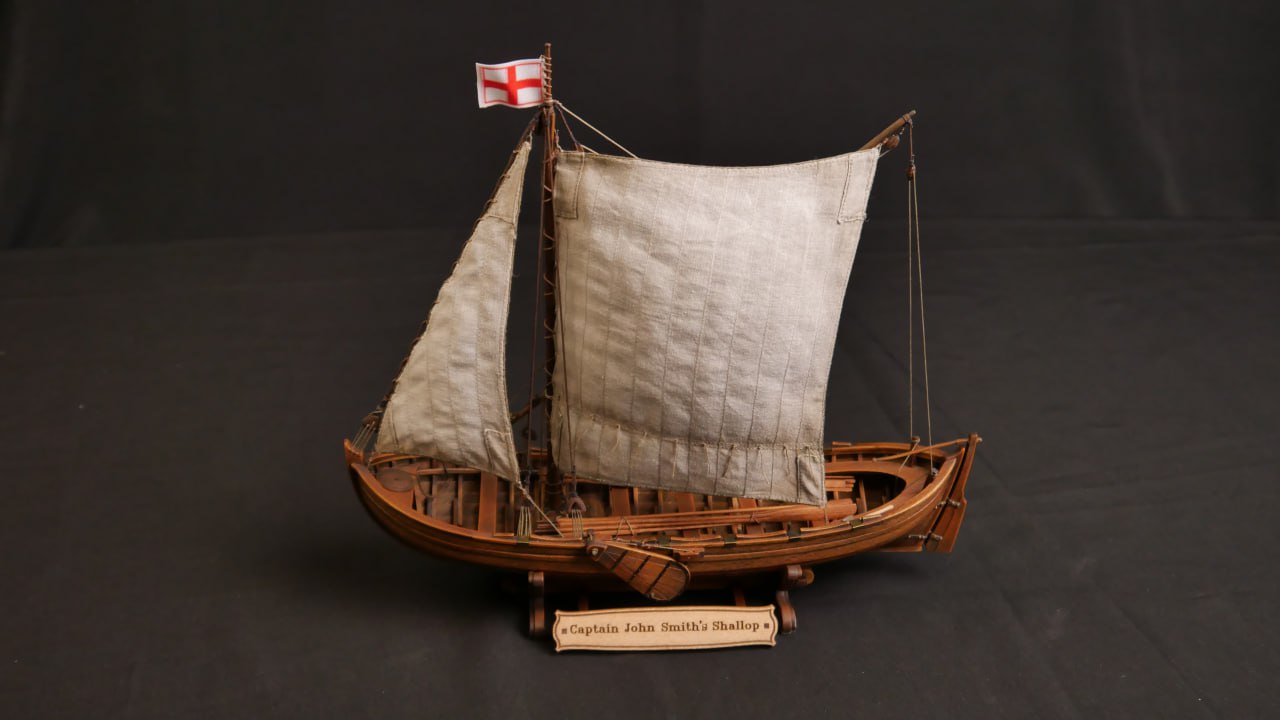 Wooden Model Kit: Captain John Smith's Shallop. Scale 1/32