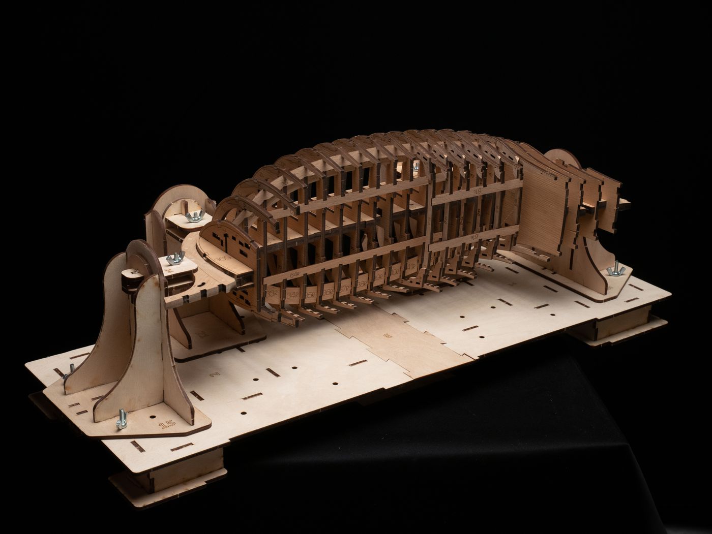 Professional wooden building slipway for Santa Maria model ship kit, scale 1:50, designed by Pavel Nikitin.