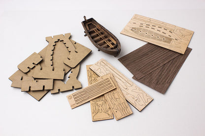 15th Century Wooden Boat Model Kit: Santa Maria's Boat (scale 1/48), length 136mm.