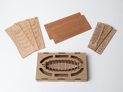 16th Century Wooden Boat Model Kit (scale 1/48). Length 136 mm