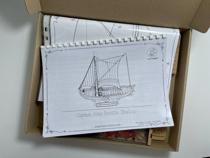 Wooden Model Kit: Captain John Smith's Shallop. Scale 1/32