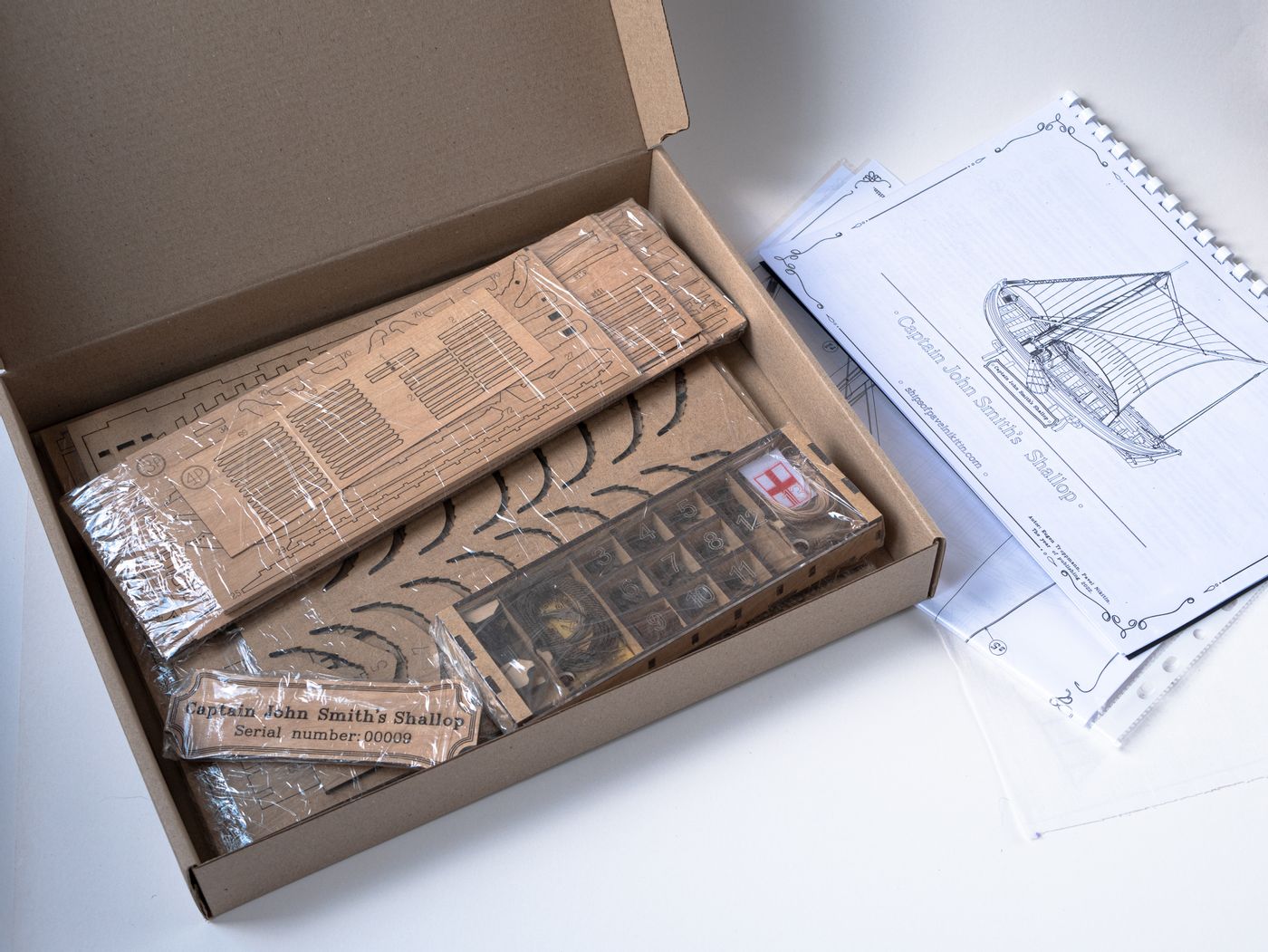 Wooden Model Kit: Captain John Smith's Shallop. Scale 1/32