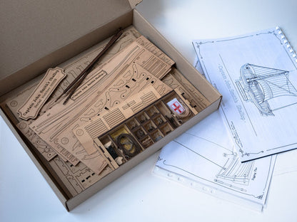 Wooden Model Kit: Captain John Smith's Shallop. Scale 1/32