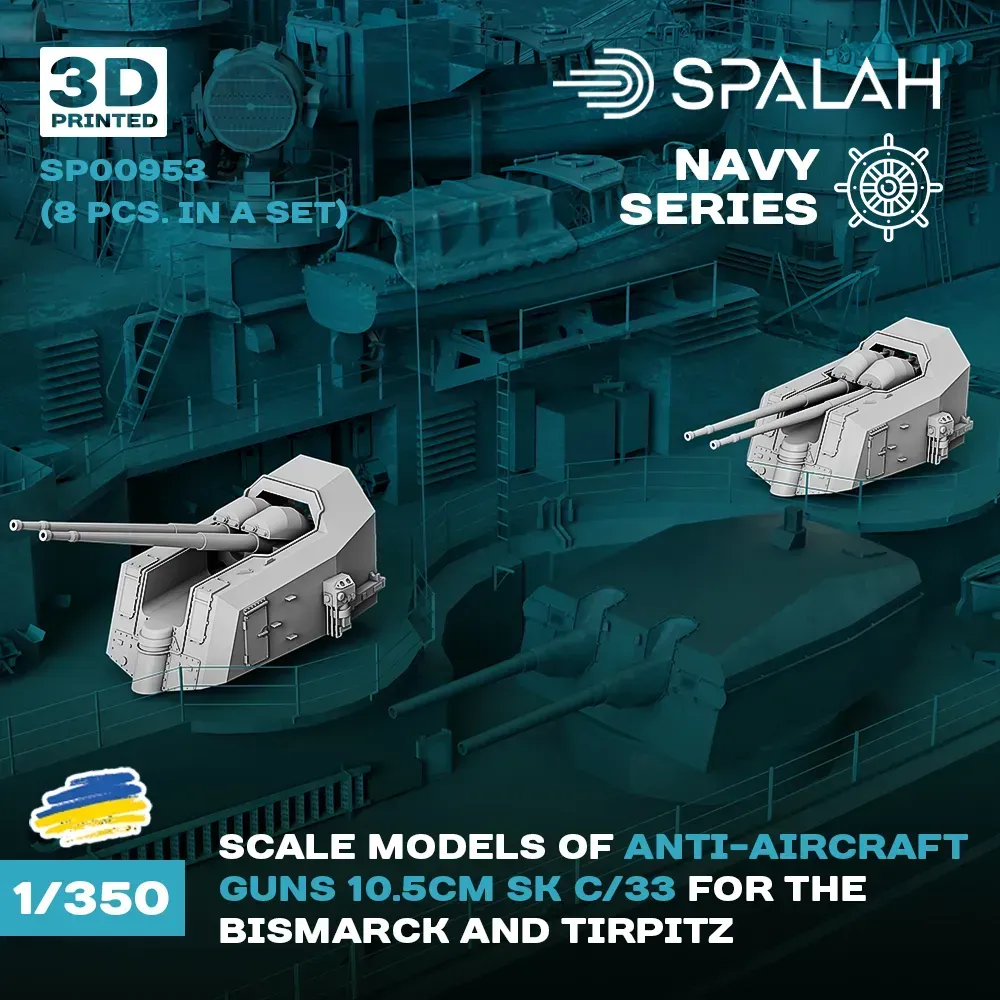 Scale Model 1:350 Anti-Aircraft Guns (10.5cm) SK C/33 (8 pcs.) Kriegsmarine – SPALAH 00953
