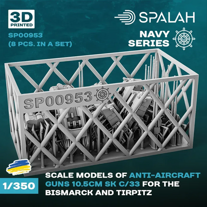 Scale Model 1:350 Anti-Aircraft Guns (10.5cm) SK C/33 (8 pcs.) Kriegsmarine – SPALAH 00953